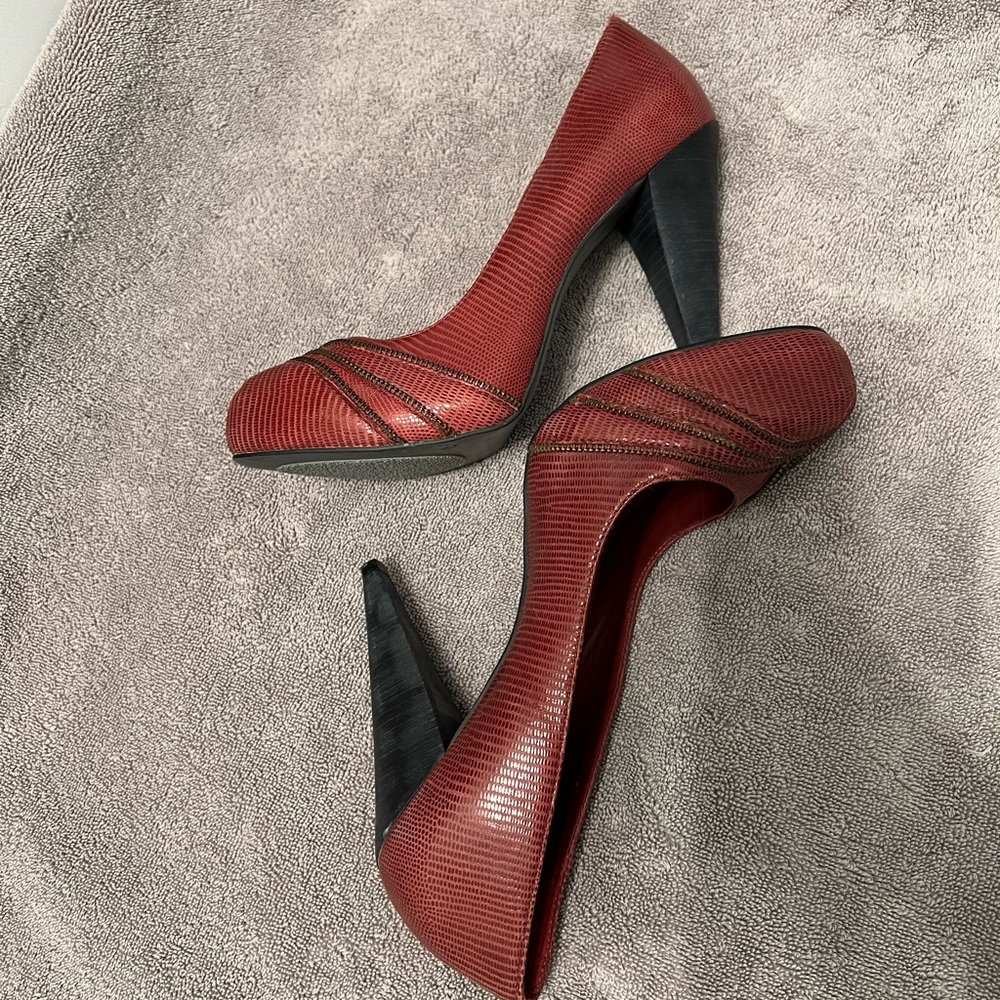 Steven By Steve Madden Multi-Zip Red Pumps, Size … - image 5